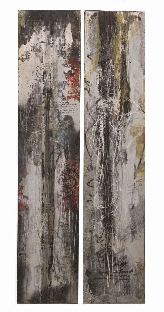 Somnis i Terretremols (Diptic). 230cm x 150cm. Tècnica pintures sobre alumini, 2018.