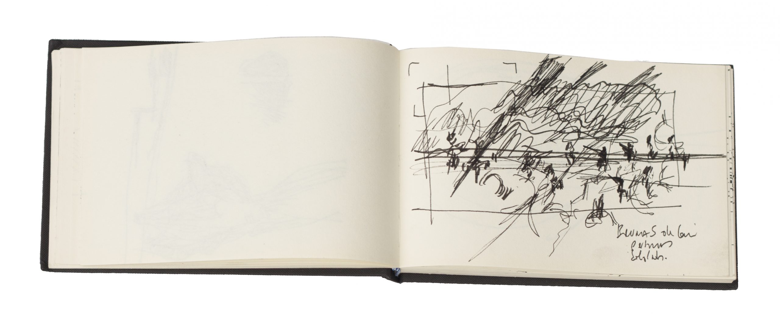 Cuaderno de dibujos 4, 2016. Cerrado 22cm x 15cm, abierto 44cm x 15cm. Técnica: Tinta china sobre papel.